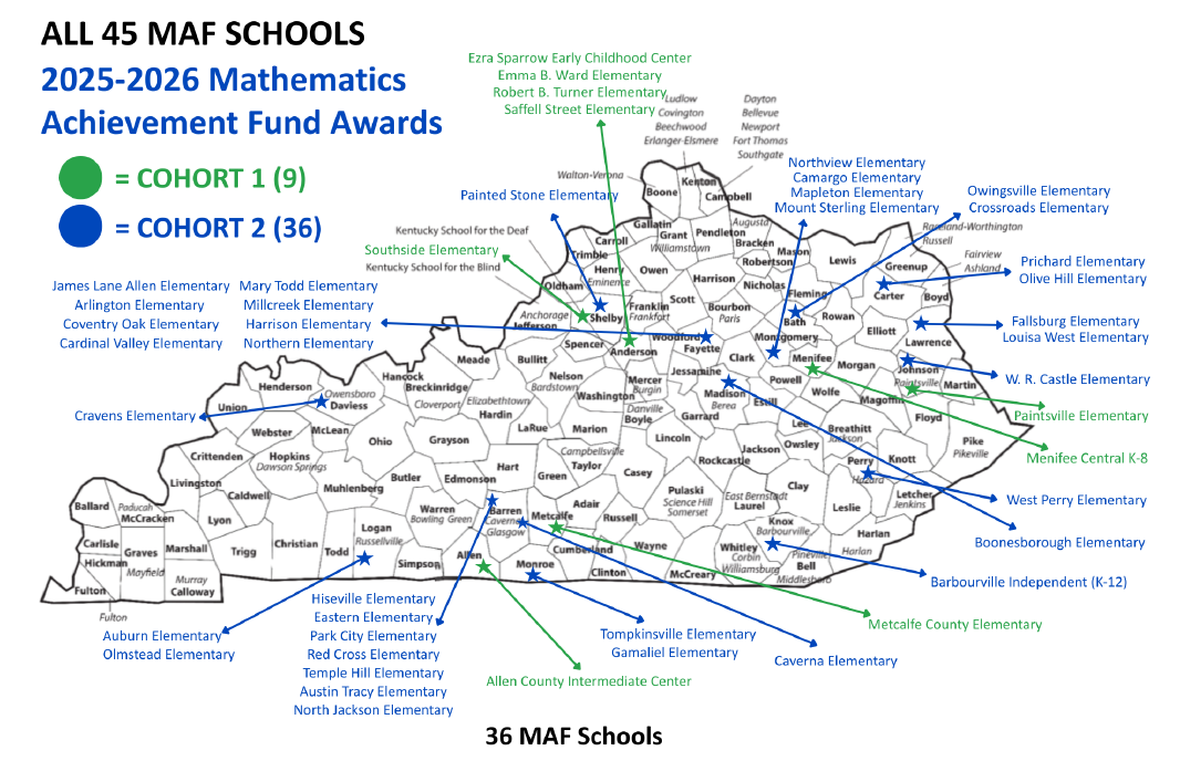 map of Kentuckly with MAF schools indicated